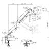 Monitora statīvs ACT 35 collu ekrāniem, gāzes atspere, viena monitora, skavas/caurumu stiprinājums, līdz 9 kg, VESA 75x75–100x100, slīpums ±45°, melns