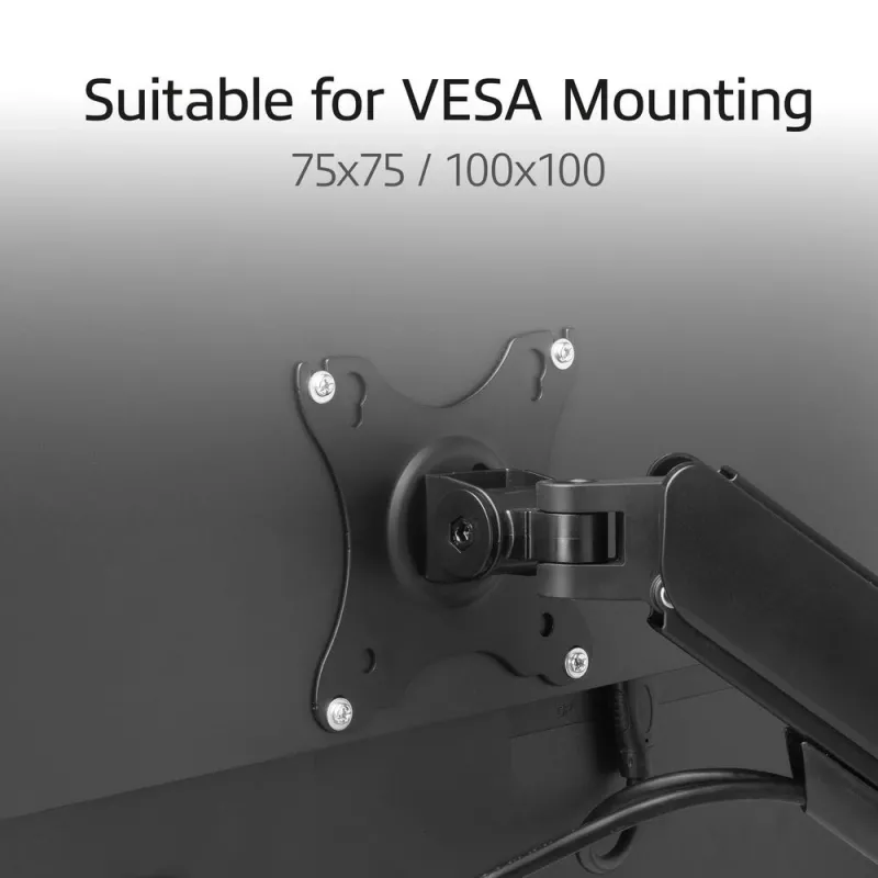 ACT monitora svira 35 collas, gāzes atspere, 2 monitori, Essentials, skava/caurums, 18 kg, 43,2 cm (17 collas), 88,9 cm (35 collas), 100 x 100 mm, melna