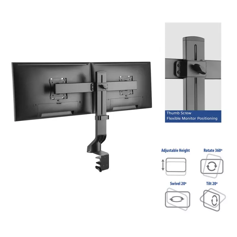 ACT Dual monitoru rokas biroja ātra augstuma regulēšana Skava/caurumstiprinājums 14 kg