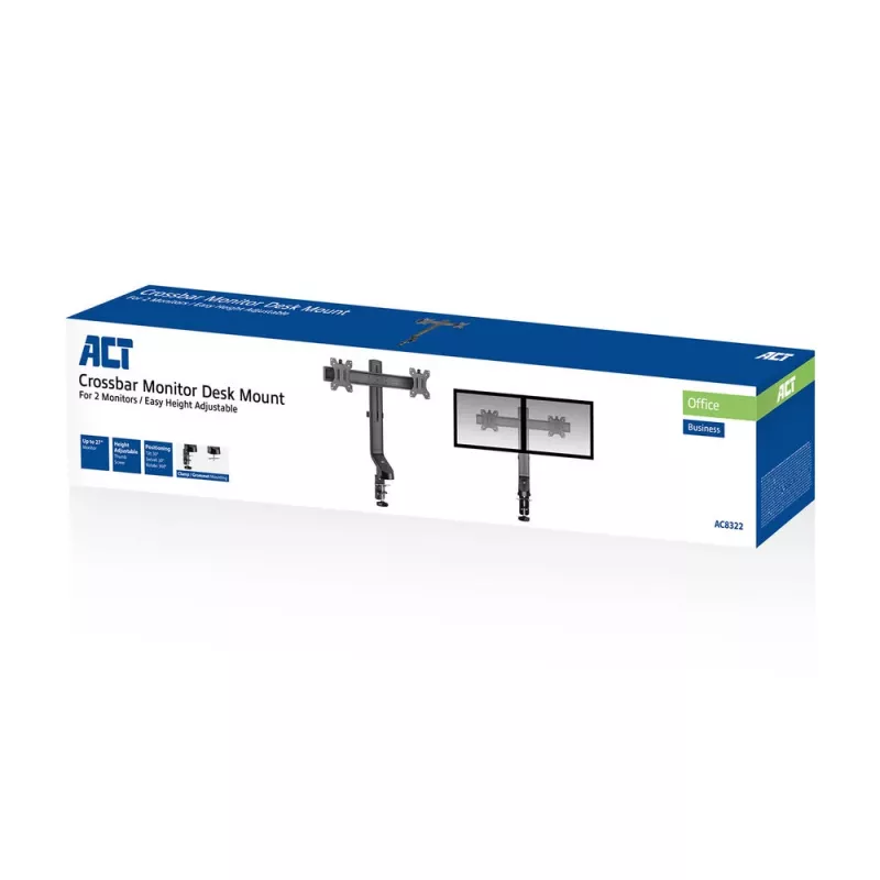 ACT Dual monitoru rokas biroja ātra augstuma regulēšana Skava/caurumstiprinājums 14 kg