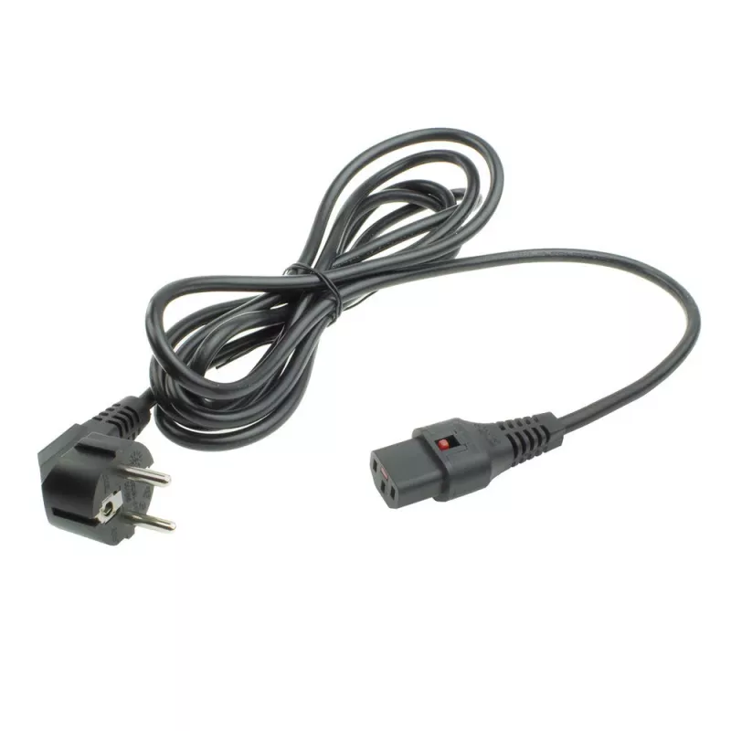 ACT Powercord CEE 7/7 vīr. (leņķveida) - C13 IEC Lock melns 5 m, EL269S