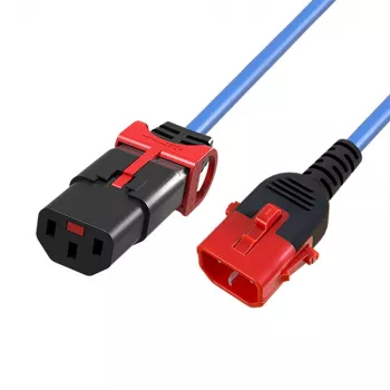 ACT Powercord C13 IEC Lock+ - C14 IEC Lock Dual Locking zils 1 m, PC3619