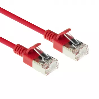 ACT sarkans 1 m LSZH U/FTP CAT6A datu centra plānā ielāpu vads bez aizķerēm ar RJ45 savienotājiem