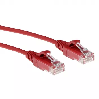 ACT sarkans 3 metru LSZH U/UTP CAT6 datu centra plānā profila komutācijas kabelis ar aizsardzību pret aizķeršanos un RJ45 savienotājiem