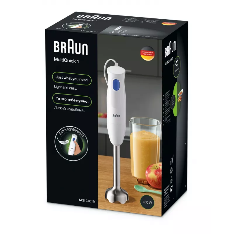 Braun MultiQuick 1 MQ10.001M 0,6 L iegremdējamais blenderis 450 W zils, balts