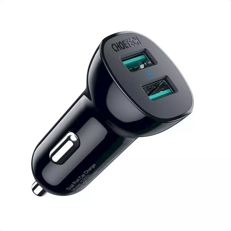 Strāvas lādētājs CHOETECH C0051 dubultais USB-A 36W QC3.0, melns