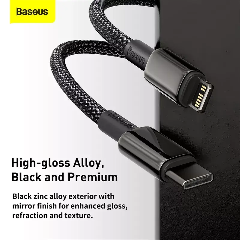 Kabelis Baseus Tungsten Gold 1 m Melns Lightning uz USB C