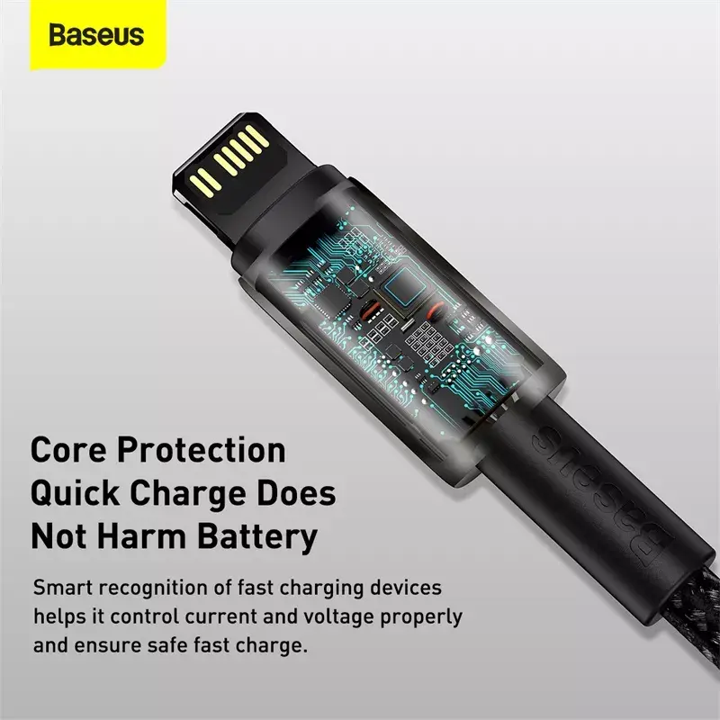 Kabelis Baseus Tungsten Gold 1 m Melns Lightning uz USB C