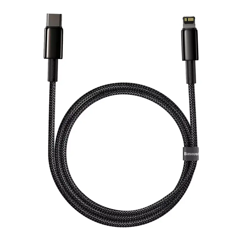 Kabelis Baseus Tungsten Gold 1 m Melns Lightning uz USB C