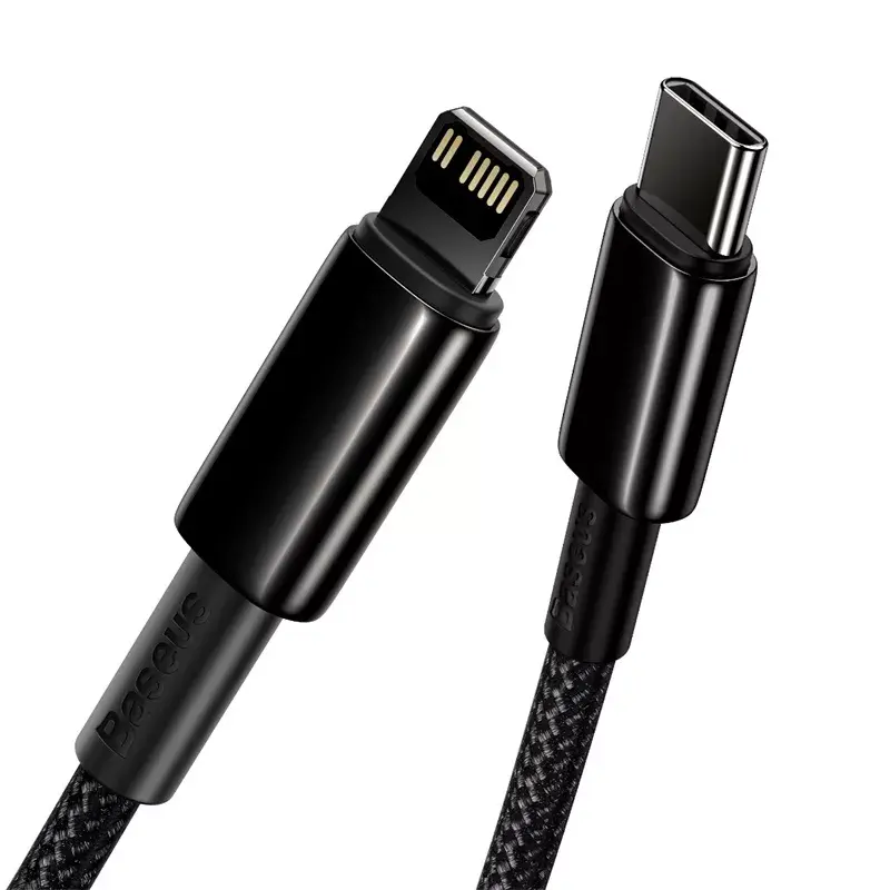 Kabelis Baseus Tungsten Gold 1 m Melns Lightning uz USB C