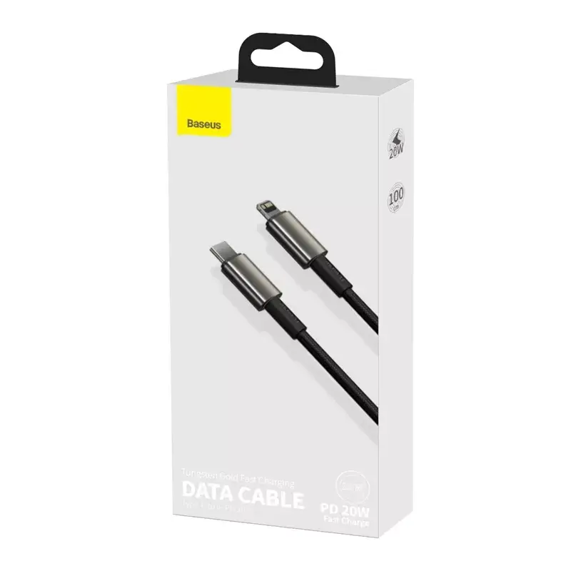 Kabelis Baseus Tungsten Gold 1 m Melns Lightning uz USB C
