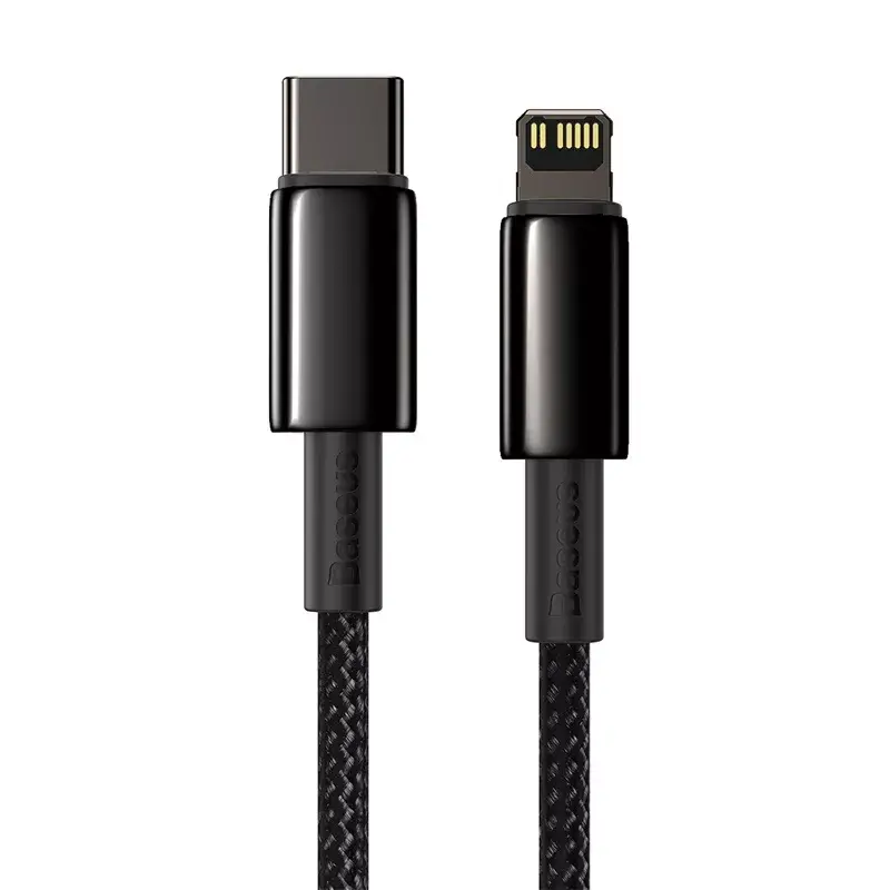 Baseus Tungsten Gold 2 m melns Lightning USB C kabelis
