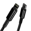 Baseus Tungsten Gold 2 m melns Lightning USB C kabelis