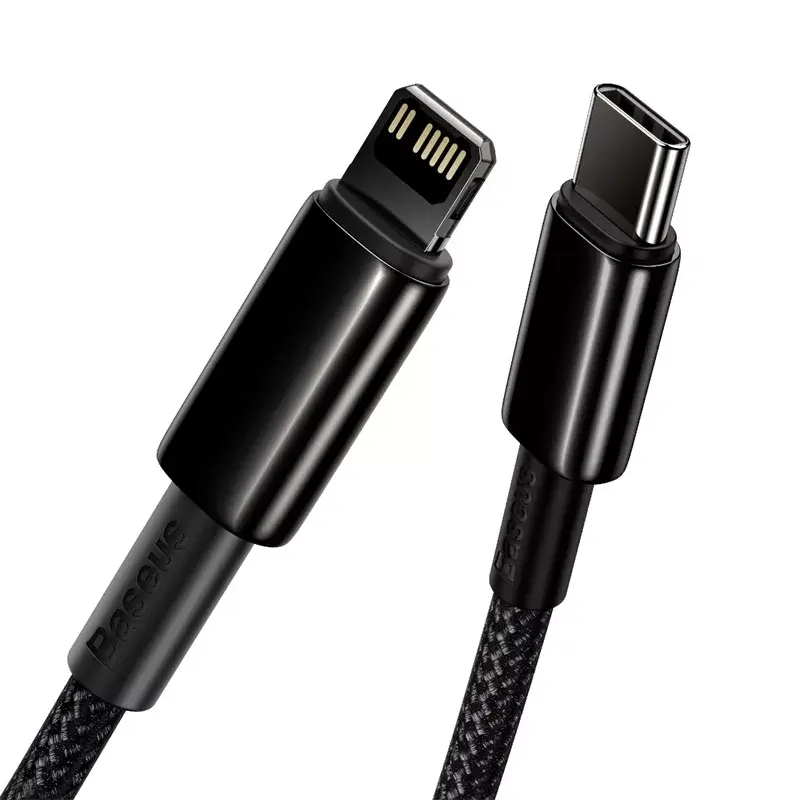 Baseus Tungsten Gold 2 m melns Lightning USB C kabelis
