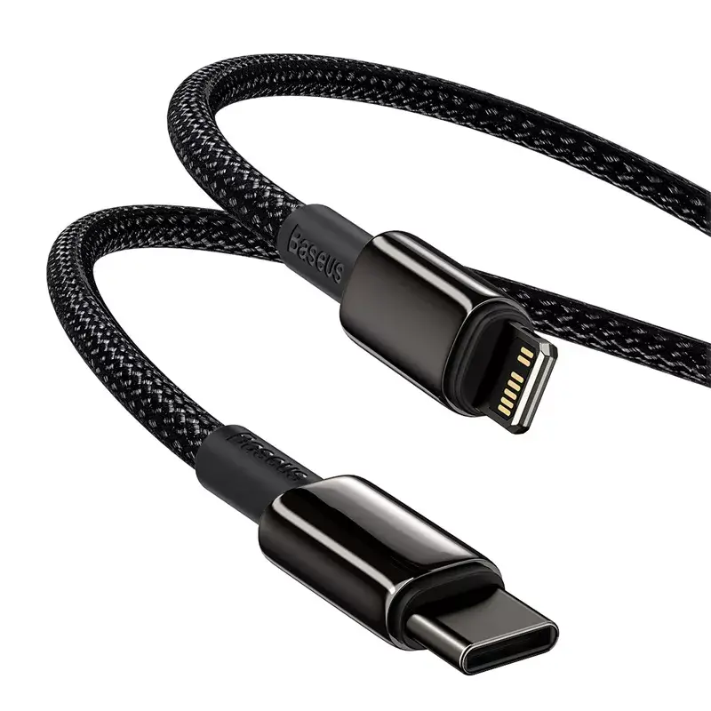Baseus Tungsten Gold 2 m melns Lightning USB C kabelis