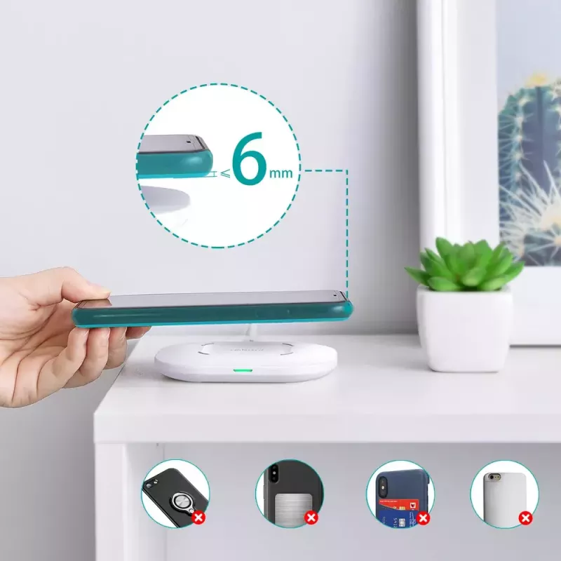 Bezvadu uzlādes paliktnis CHOETECH T550-F-v2 15W balts — ar Qi saderīgs 15 W ātrās bezvadu uzlādes lādētājs