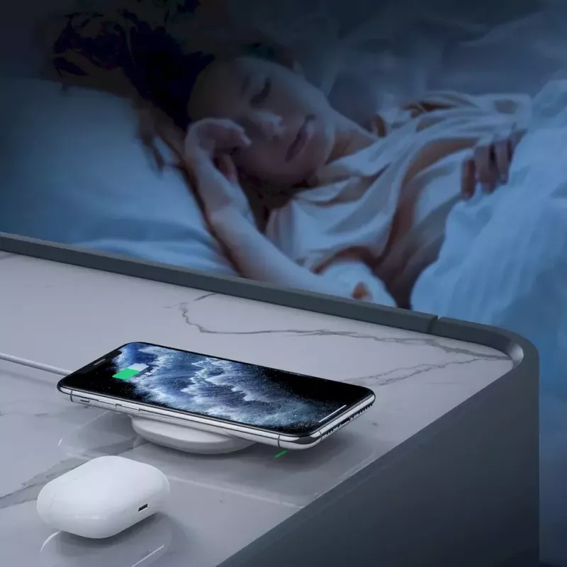 Bezvadu uzlādes paliktnis CHOETECH T550-F-v2 15W balts — ar Qi saderīgs 15 W ātrās bezvadu uzlādes lādētājs