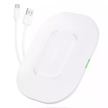 Bezvadu uzlādes paliktnis CHOETECH T550-F-v2 15W balts — ar Qi saderīgs 15 W ātrās bezvadu uzlādes lādētājs