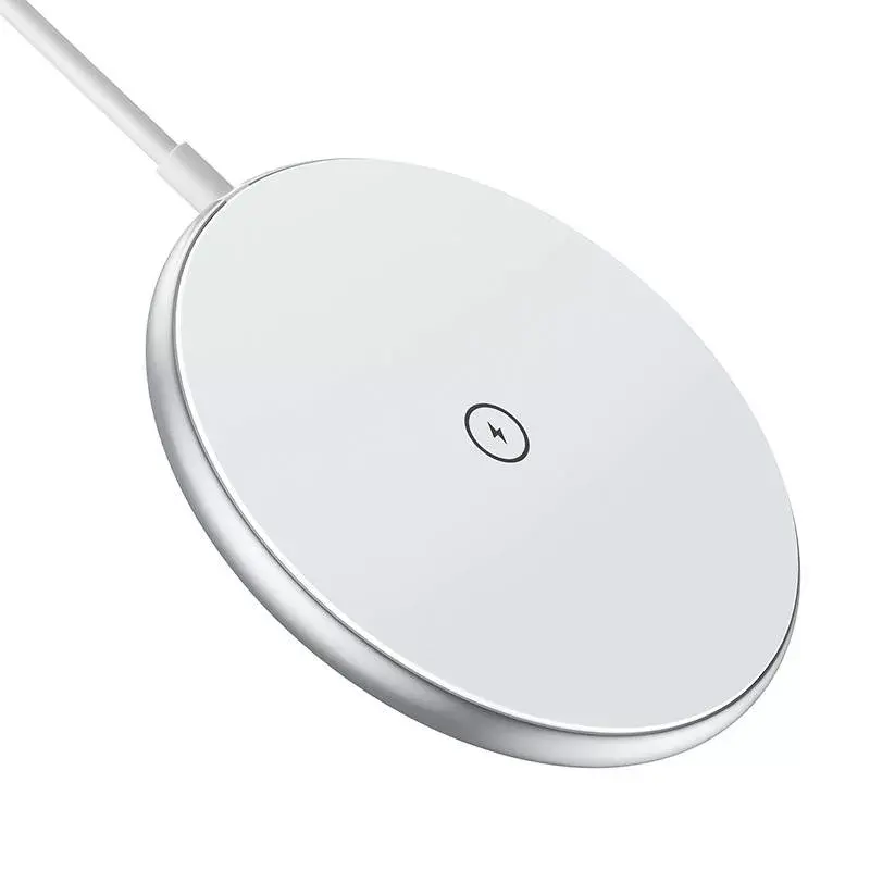 Bezvadu magnētiskais lādētājs CHOETECH T580 15W baltā krāsā — magnētiska Qi bezvadu uzlādes paliktnis