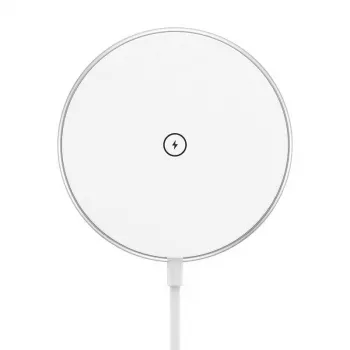 Bezvadu magnētiskais lādētājs CHOETECH T580 15W baltā krāsā — magnētiska Qi bezvadu uzlādes paliktnis