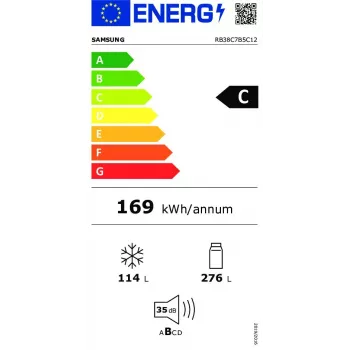 Samsung RB38C7B5C12/EF ledusskapis ar saldētavu Brīvi stāvošs Balts