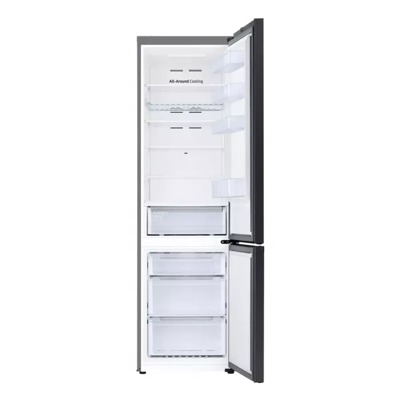 Brīvi stāvošs ledusskapis Samsung RB38C6B2E22 ar No Frost, labās puses eņģes, 35 dB, energoklase E, 8 kg/24h sasaldēšanas jauda, 4 plaukti, 2 dārzeņu atvilktnes, melns