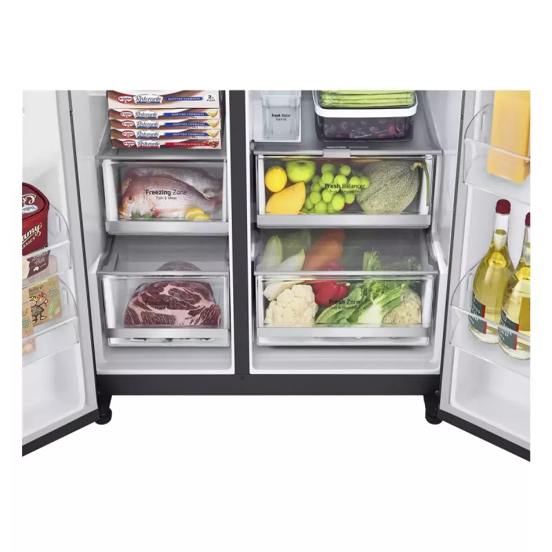 LG InstaView ™ ThinQ™ GSXV91MCAE Amerikāņu tipa ledusskapis ar saldētavu 635 L