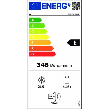 LG InstaView GSXV91PZAE ledusskapis ar blakus durvīm Brīvstāvošs 635 L Melns, Nerūsējošais tērauds