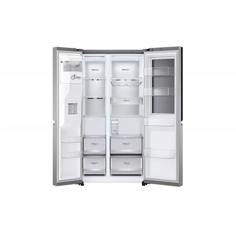 LG InstaView GSXV91PZAE ledusskapis ar blakus durvīm Brīvstāvošs 635 L Melns, Nerūsējošais tērauds