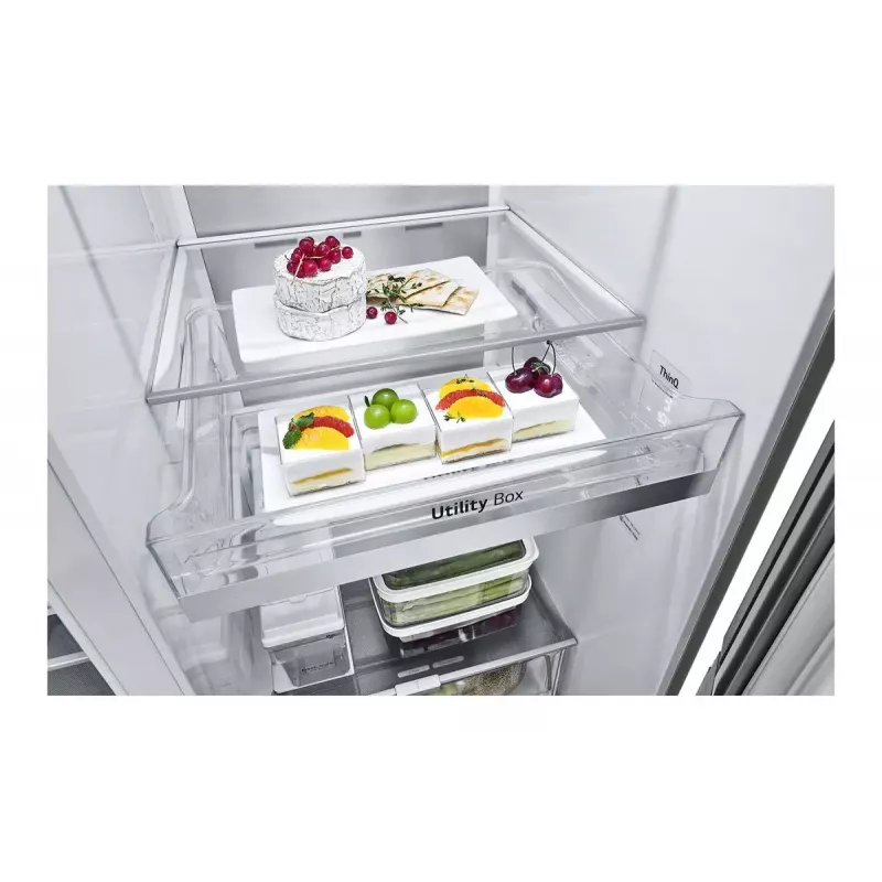 LG InstaView GSXV91PZAE ledusskapis ar blakus durvīm Brīvstāvošs 635 L Melns, Nerūsējošais tērauds