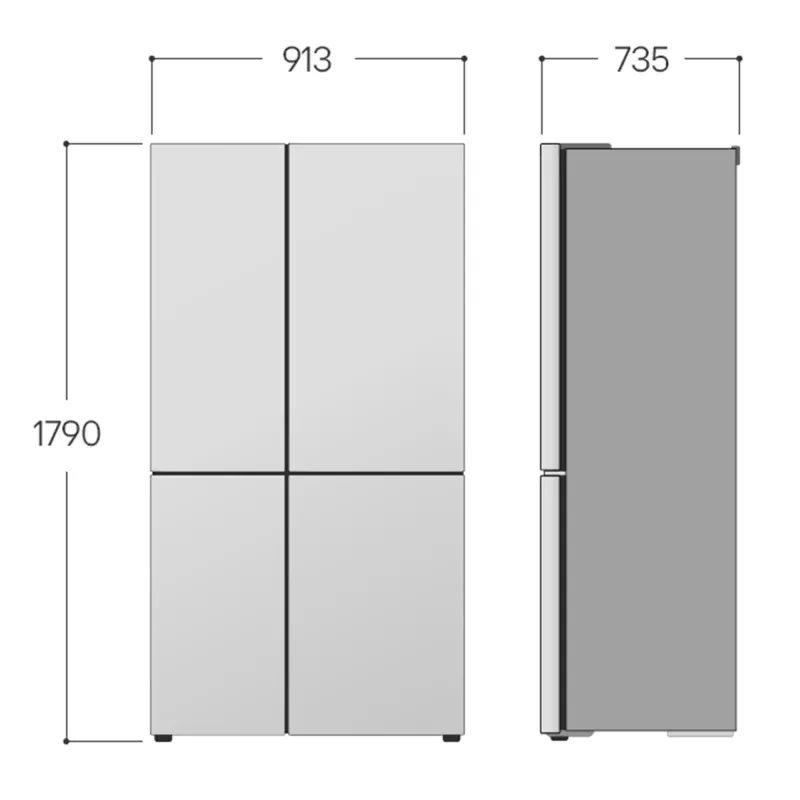 LG GSLC41PYPE sānu pret sānu ledusskapis, 641 l kopā, ledusskapis 420 l / saldētava 221 l, brīvstāvošs, sudraba