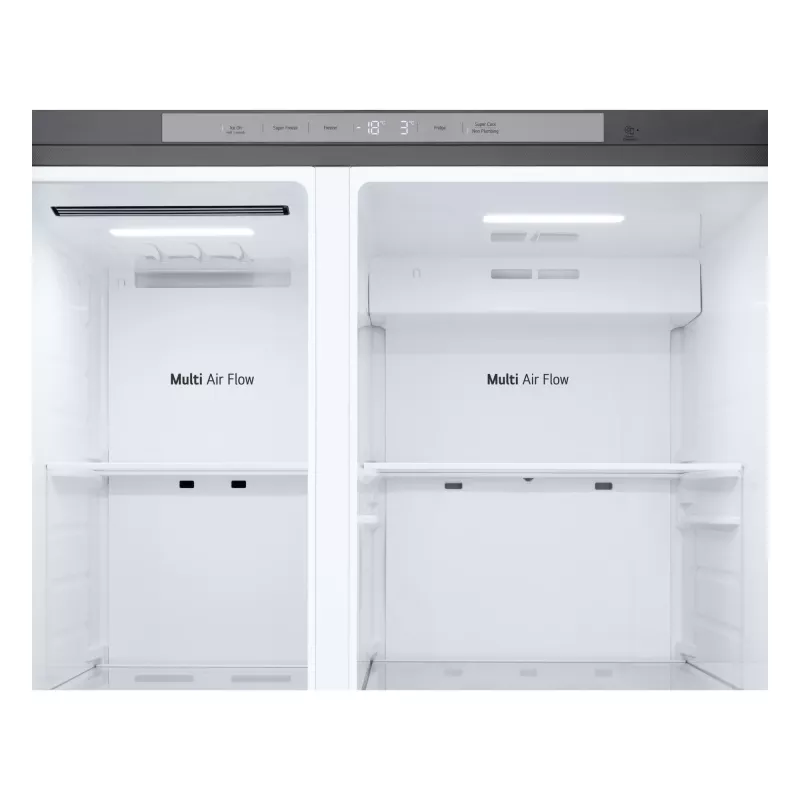 LG GSLC41PYPE sānu pret sānu ledusskapis, 641 l kopā, ledusskapis 420 l / saldētava 221 l, brīvstāvošs, sudraba