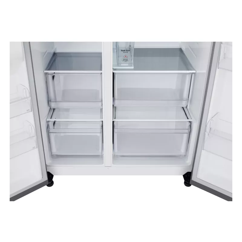LG GSLC41PYPE sānu pret sānu ledusskapis, 641 l kopā, ledusskapis 420 l / saldētava 221 l, brīvstāvošs, sudraba