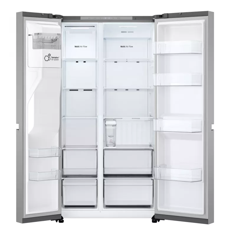 LG GSLC41PYPE sānu pret sānu ledusskapis, 641 l kopā, ledusskapis 420 l / saldētava 221 l, brīvstāvošs, sudraba