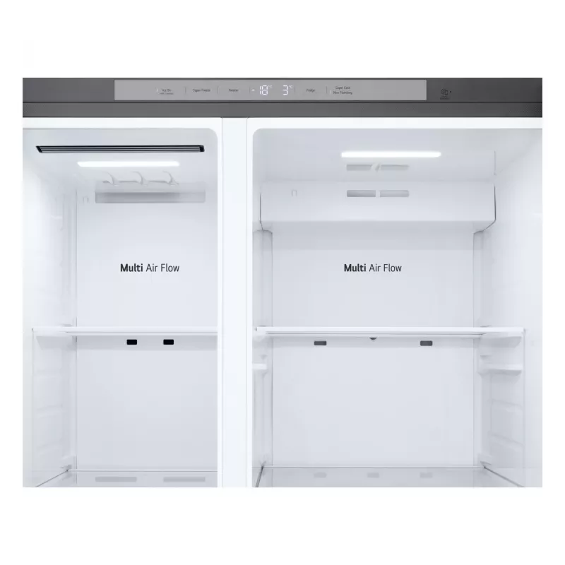 LG GSLC41PYPE sānu pret sānu ledusskapis, 641 l kopā, ledusskapis 420 l / saldētava 221 l, brīvstāvošs, sudraba