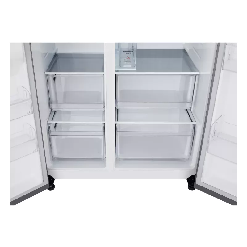LG GSLC41PYPE sānu pret sānu ledusskapis, 641 l kopā, ledusskapis 420 l / saldētava 221 l, brīvstāvošs, sudraba