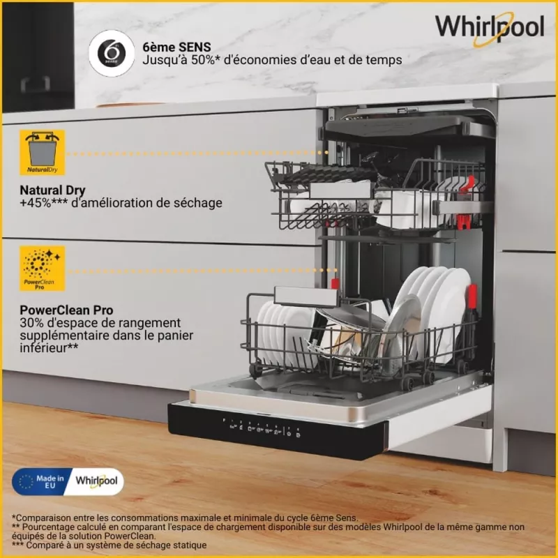 Whirlpool WSFO 3O34 PF Brīvstāvoša 10 galda piederumu komplektiem