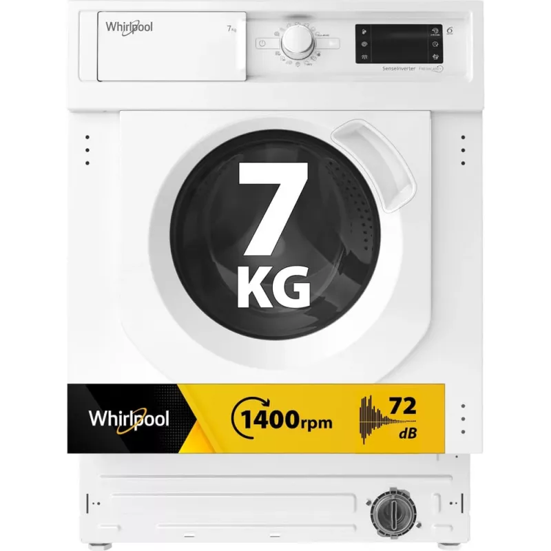 Whirlpool BI WMWG 71483E EU N veļas mašīna ar priekšējo ielādi 7 kg 1351 apgr./min. Balta