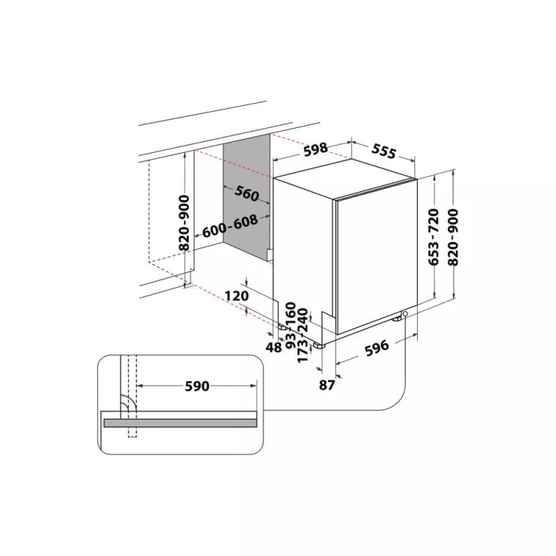 Whirlpool MaxiSpace W8I HT58 T pilnībā iebūvēta 14 galda piederumu komplekti