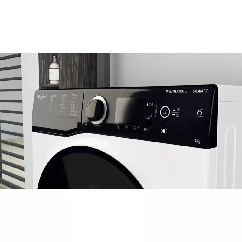 Whirlpool WRSB 7259 D EU veļas mazgājamā mašīna ar priekšējo ielādi 7 kg 1151 RPM melna, balta