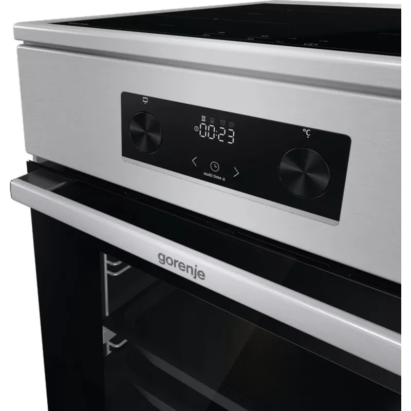 Gorenje 740742 plīts Brīvi stāvoša plīts Elektriskā Zonas indukcijas plīts virsma Melna, Nerūsējošais tērauds
