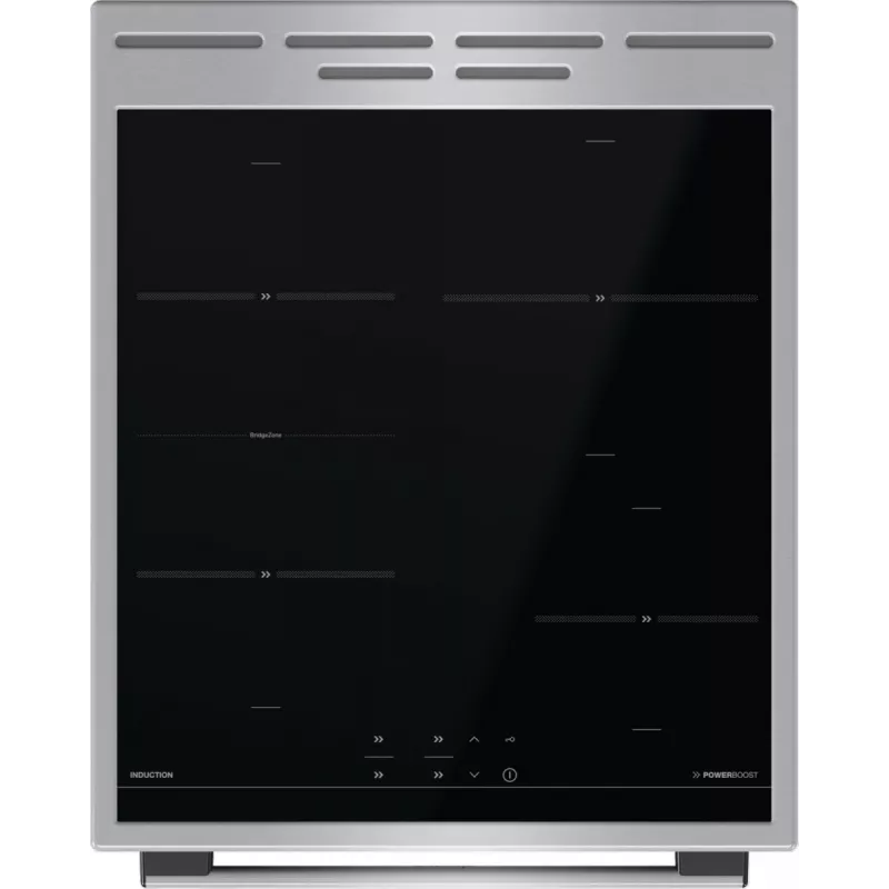Gorenje 740742 plīts Brīvi stāvoša plīts Elektriskā Zonas indukcijas plīts virsma Melna, Nerūsējošais tērauds