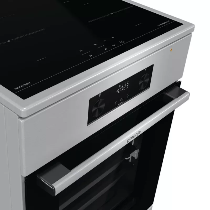 Gorenje 740742 plīts Brīvi stāvoša plīts Elektriskā Zonas indukcijas plīts virsma Melna, Nerūsējošais tērauds