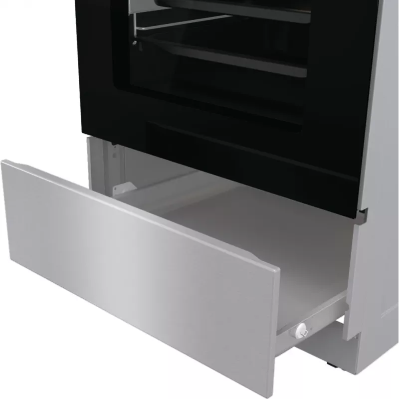 Gorenje 740742 plīts Brīvi stāvoša plīts Elektriskā Zonas indukcijas plīts virsma Melna, Nerūsējošais tērauds