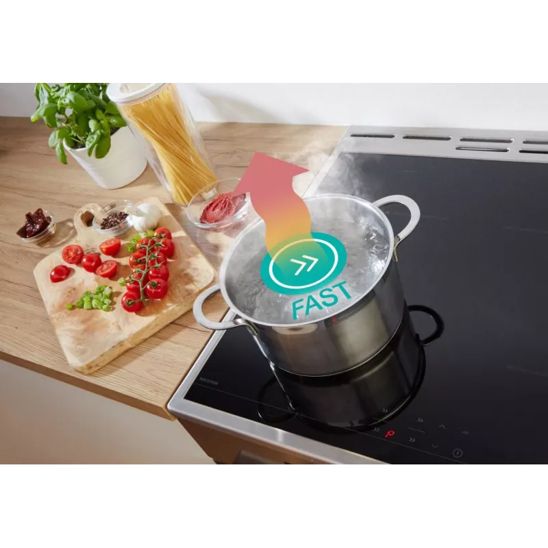 Gorenje 740742 plīts Brīvi stāvoša plīts Elektriskā Zonas indukcijas plīts virsma Melna, Nerūsējošais tērauds