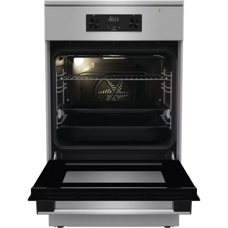 Gorenje 740742 plīts Brīvi stāvoša plīts Elektriskā Zonas indukcijas plīts virsma Melna, Nerūsējošais tērauds