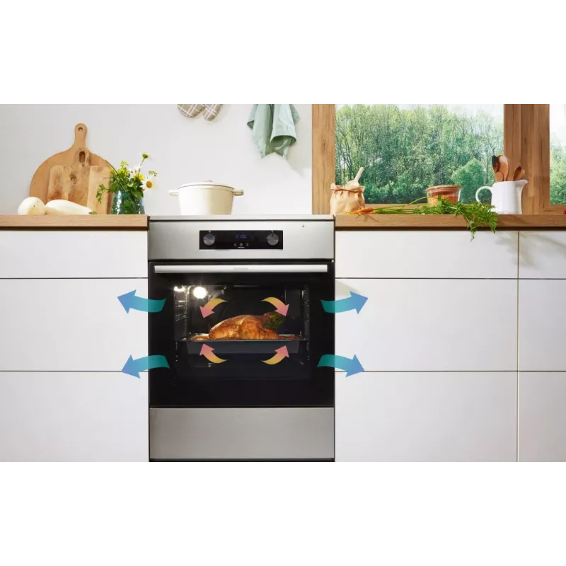 Gorenje 740742 plīts Brīvi stāvoša plīts Elektriskā Zonas indukcijas plīts virsma Melna, Nerūsējošais tērauds