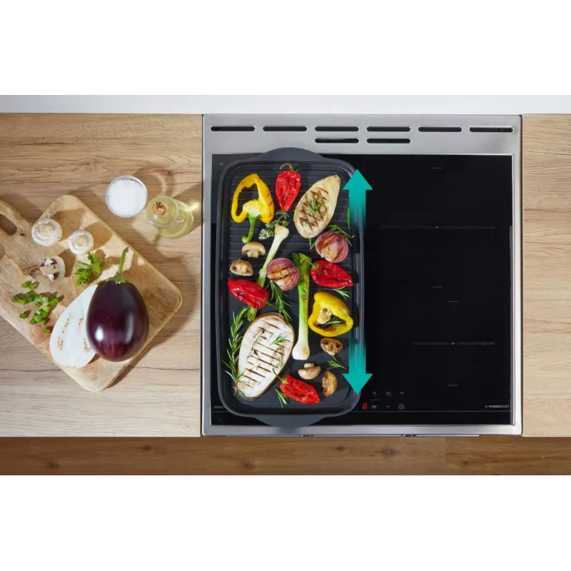 Gorenje 740742 plīts Brīvi stāvoša plīts Elektriskā Zonas indukcijas plīts virsma Melna, Nerūsējošais tērauds