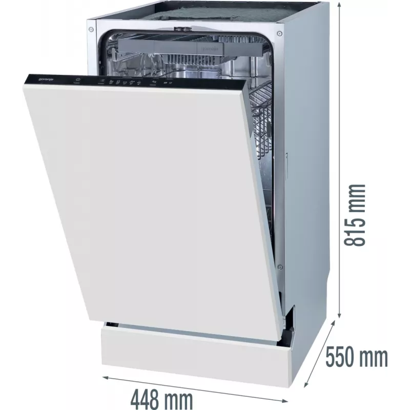 Gorenje GV 520 E 10 EB pilnībā iebūvējama 11 galda piederumu komplektiem