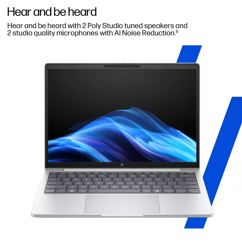 HP EliteBook 8 G1i AI Intel Core Ultra 5 225U klēpjdators 35,6 cm (14 collas) WUXGA 32 GB DDR5-SDRAM 512 GB SSD Wi-Fi 7 (802.11be) Windows 11 Pro AI PC sudrabains